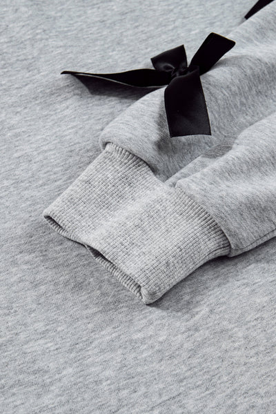 Trendy Women's Cozy Ribbon Bow Sweatshirt - Stylish Casual Top for Effortless Everyday Chic in Soft Fabric