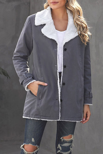 Trendy Sherpa-Lined Denim Coat
