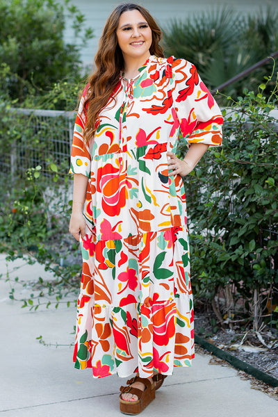 Elegant Plus Size Floral Maxi Dress for Women - Vibrant Summer Style, Comfortable Fit for Casual Events and Gatherings