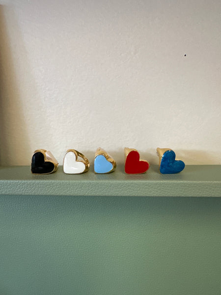 Standout Boutique Enamel Heart Gold Rings
