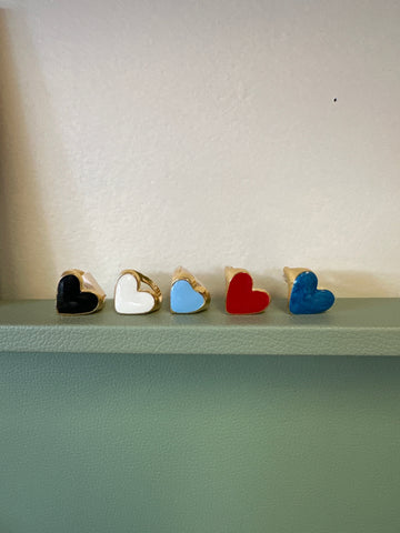 Standout Boutique Enamel Heart Gold Rings