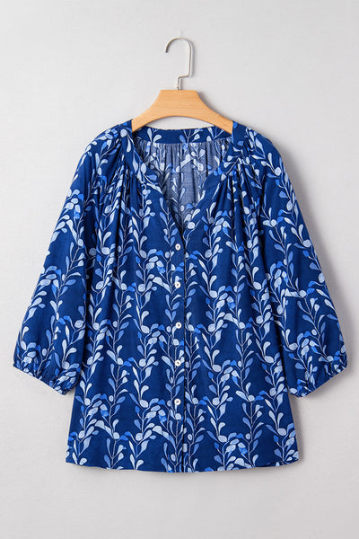 Elegant Floral Botanical Print Blouse for Women - Lightweight Relaxed Fit Top for Effortless Style
