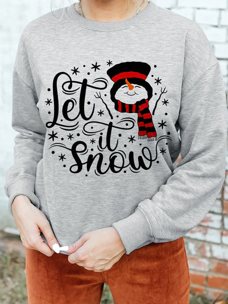 Plus Size Casual Sweatshirt, Women's Plus Cartoon Figure & Slogan Print Long Sleeve Crew Neck Slight Stretch Pullover Sweatshirt, Casual Tops For Fall & Winter, Plus Size Women's Clothing