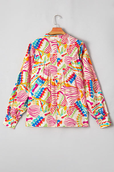Trendy Women's Orange Oversized High-Low Shirt with Abstract Print - Comfortable Fashion for Everyday Style