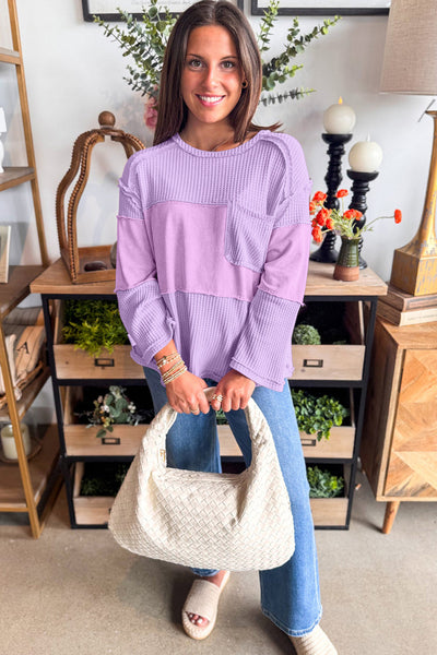 Soft Beige Women's Cozy Thermal Knit Long Sleeve Top - Casual Fit for All-Season Comfort and Effortless Style