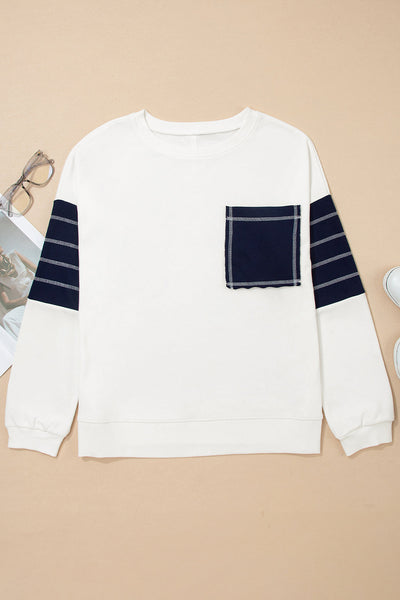 Women's Relaxed Color Block Sweatshirt with Exposed Seams