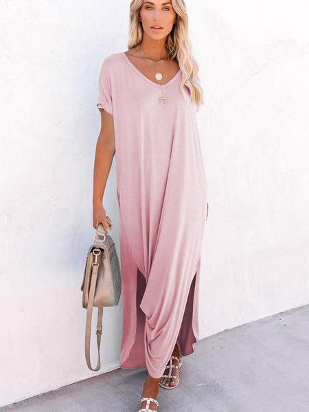Loose Solid Knitted Irregular Dress
