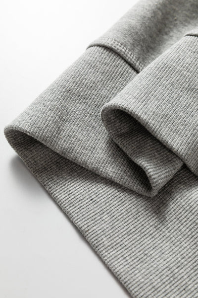 Women's Heather Gray Ruffle Shoulder Hoodie Sweatshirt