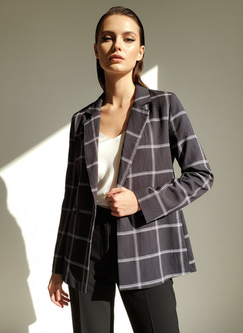 Black & White Windowpane Check Blazer