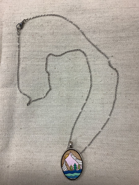 Sick Chick Sunrise Mountain scene necklace #14