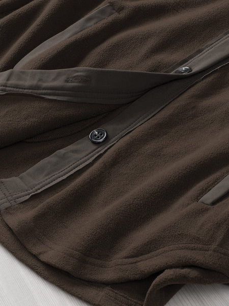 Brown Chic Button-Up Collared Shirt Jacket