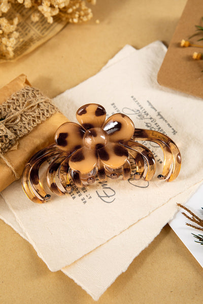 Women's Amber Leopard Floral Hair Claw Clip for Sophisticated Styling