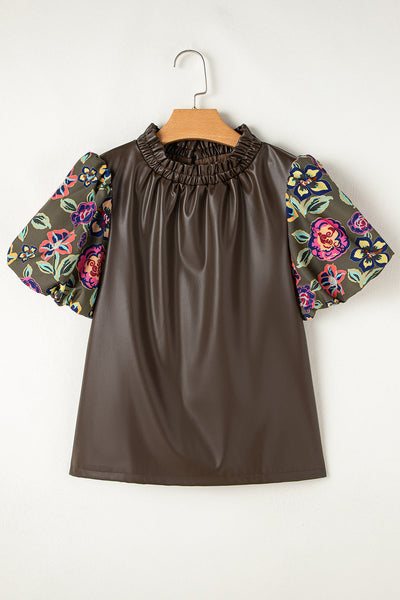 Chic Women's Floral Puff Sleeve Blouse - Elegant Summer Top with Comfortable Fit and Trendy Design