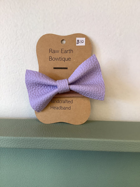 Raw Earth Bowtique Purple Leather Head Band