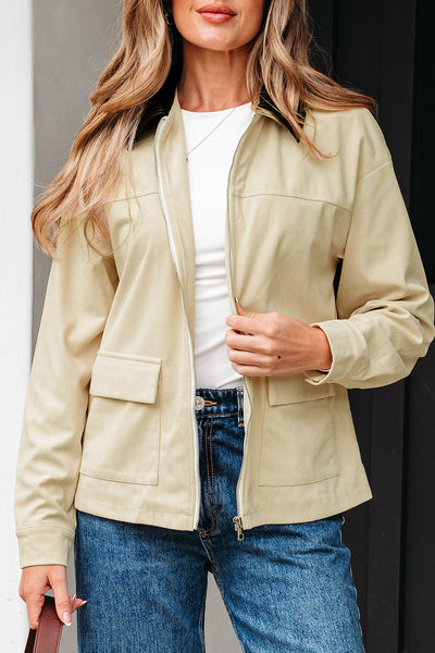 Stylish Women's Black Leather Collar Jacket - Fitted Fall Layering Essential with Chic Design and Comfort