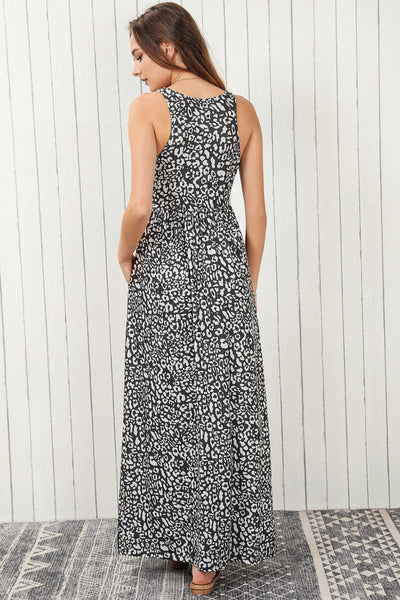 Women's Round Neck Sleeveless Polka Dot Print Dress