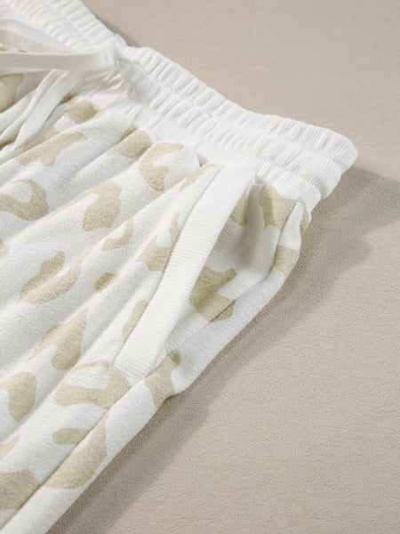 Leopard Print Cozy Lounge Set with Drawstring Pants