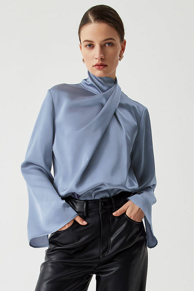 Effortlessly Stylish Women's Soft Pastel Bell Sleeve Blouse - Flowy Fit for Ultimate Comfort and Fashion-Forward Looks