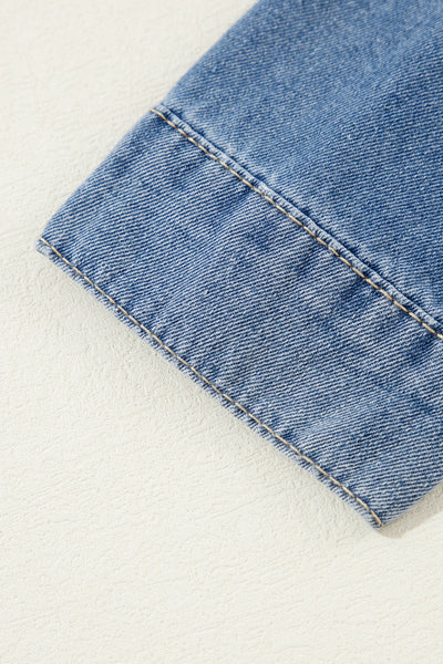 Women's Dusk Blue Slim Fit Denim Shirt with Flap Pockets