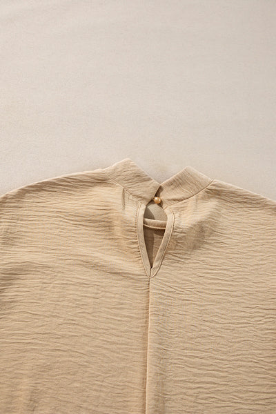Elegant Women's Parchment Swiss Dot Balloon Sleeve Blouse - Loose Fit for Chic Casual Styles and Everyday Wear