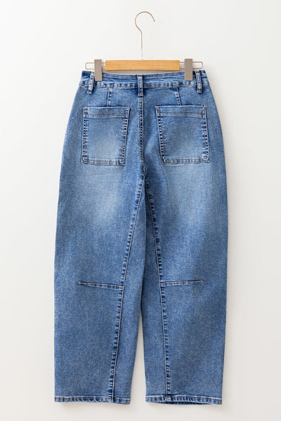 Women's Classic Fit Denim Blue Straight Leg Jeans - Versatile, Comfortable Everyday Style for Effortless Chic