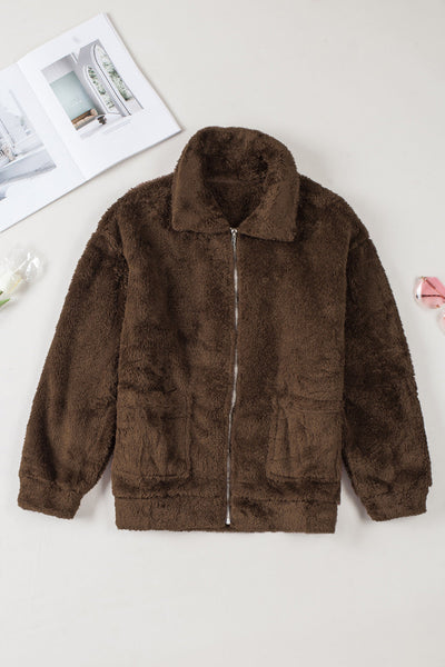 Cozy Teddy Fashionable Zip Up Warm Coat