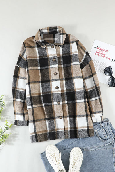 Cozy Fit Women's Plaid Button-Up Shirt Jacket Versatile Layering Essential for All Seasons and Styles