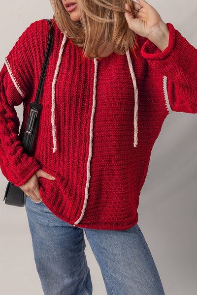 Women's Soft Knit Hooded Sweater - Cozy Casual Fit, Stylish Design for Effortless Fall and Winter Looks