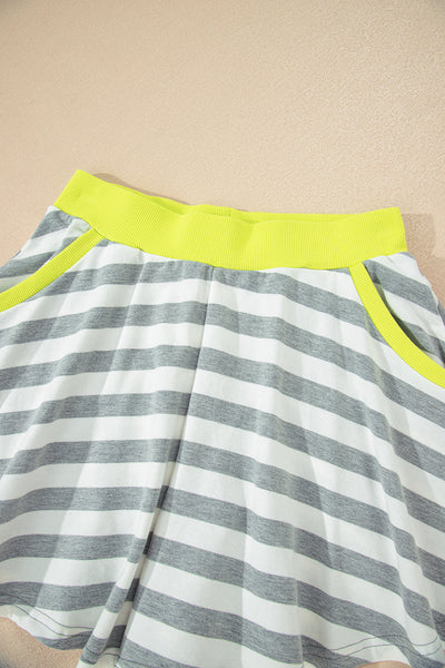 Women's Casual Summer Striped Two-Piece Cotton Shorts Set - Relaxed Fit, Stylish & Comfortable for Everyday Wear