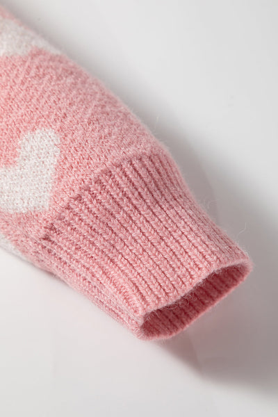 Women's Light Pink Heart Pattern Cardigan Sweater for Women - Cozy Button-Front Knit Layer for Casual Chic Style made for easy styling and wardrobe