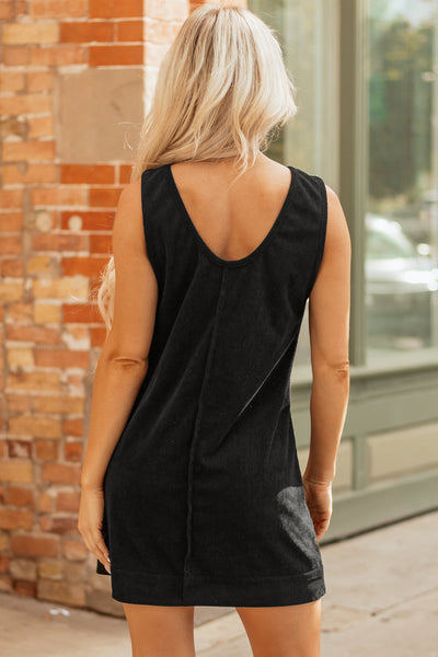 Trendy Women's Tan Sleeveless Corduroy Dress - Ideal for Casual Outings, Layering, and Effortless Style