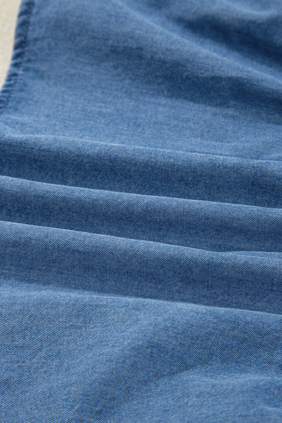 Chic Women's Blue Denim Peplum Top with Flattering Fit for Effortless Casual Style and Everyday Comfort