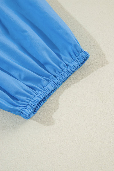 Jacquard fur ball V-neck loose solid color elastic waist dress