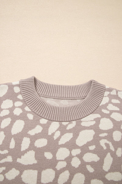 Cozy Leopard Print Sweater for Women - Stylish Knit with Relaxed Fit for Effortless Everyday Fashion