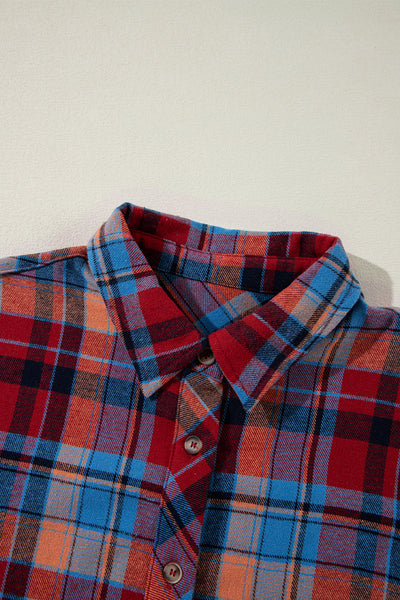 Casual Women's Vintage Red Plaid Shirt - Loose Fit, Stylish Design, Perfect for Everyday Outings and Relaxed Looks