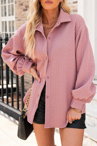 Women's Sepia Rose Cable Knit Button-Down Shacket