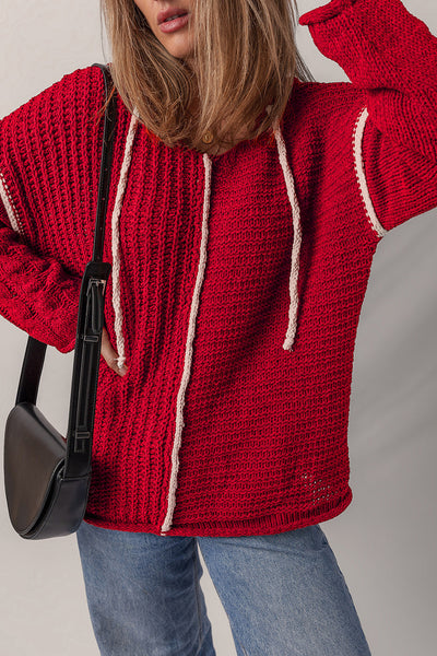 Women's Soft Knit Hooded Sweater - Cozy Casual Fit, Stylish Design for Effortless Fall and Winter Looks