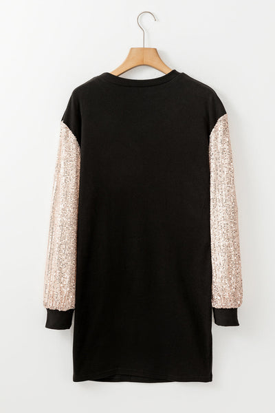 Chic Women's Sparkling Sequin T-Shirt Dress - Flattering Fit for Parties or Casual Everyday Style in Elegant Colors