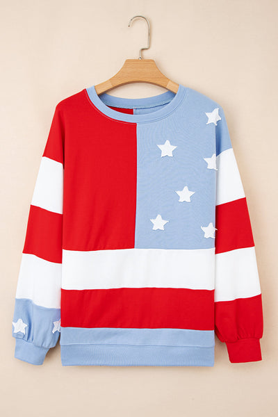 Cozy Women's American Flag Sweatshirt - Soft Relaxed Fit Pullover for Casual Patriotic Style and Comfort