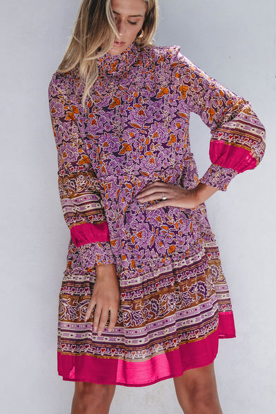 Elegant Floral Puff Sleeve Dress for Women - Comfortable Summer Style, Ideal for Parties and Casual Outings