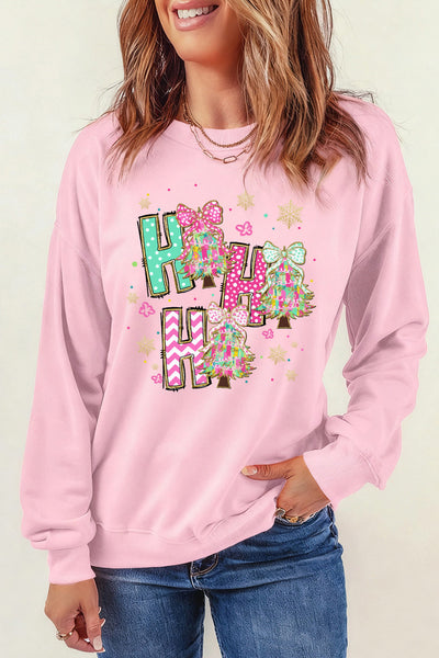 Women's Ho Ho Ho Pastel Christmas Graphic Sweatshirt