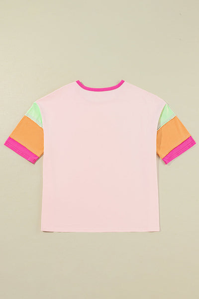 Women's Oversized Colorblock Cotton-Blend Top with Exposed Seams