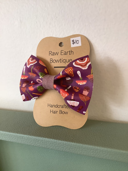 Raw Earth Bowtique Purple Mushroom Hair Bow