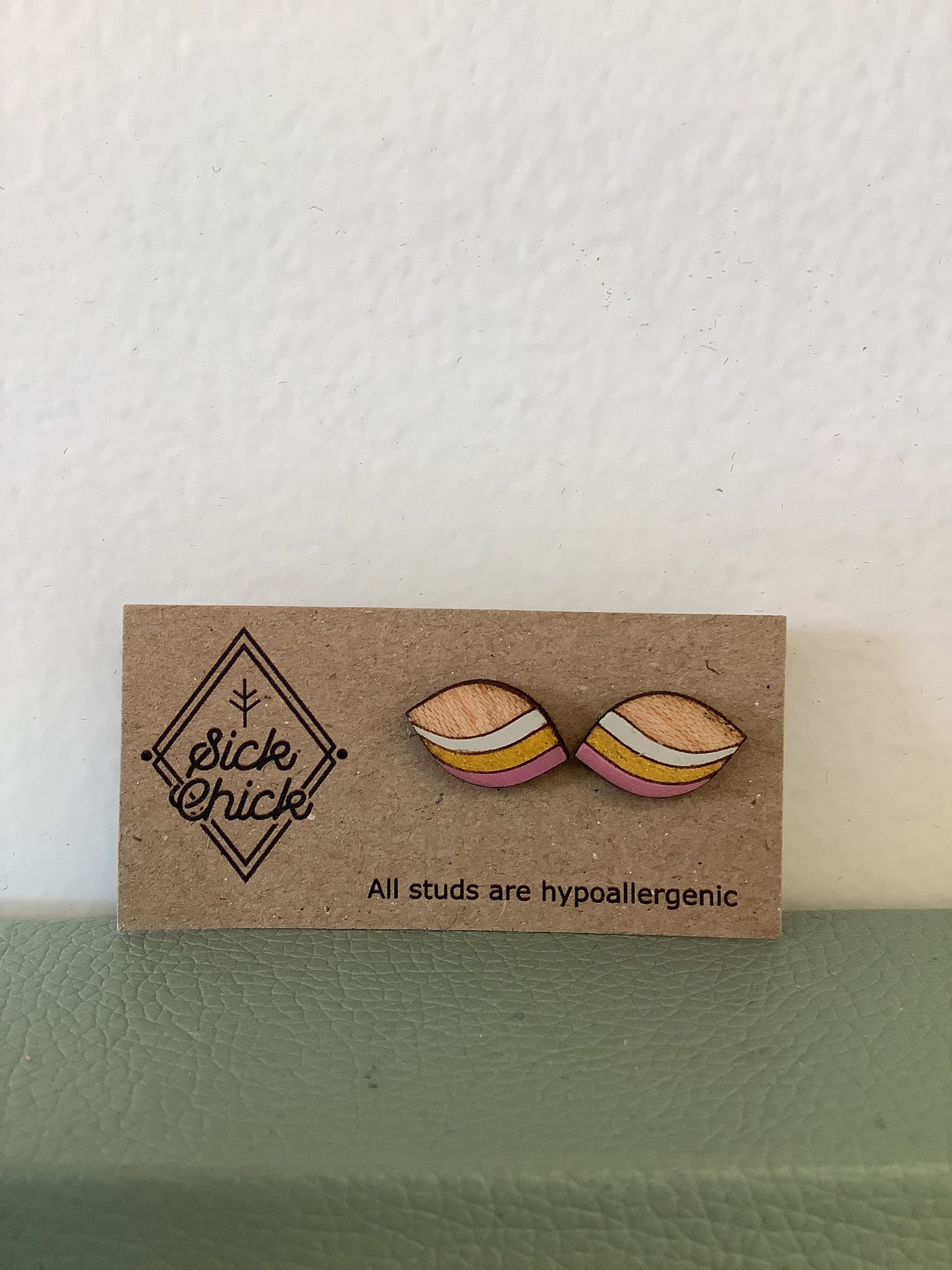 Sick Chick Oval Abstract Studs #48