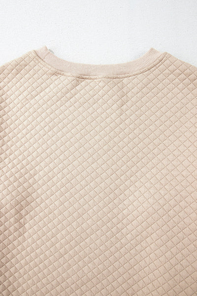 Cozy Women's Parchment Quilted Loungewear Set: Long Sleeve Top & Shorts for Effortless Casual Style