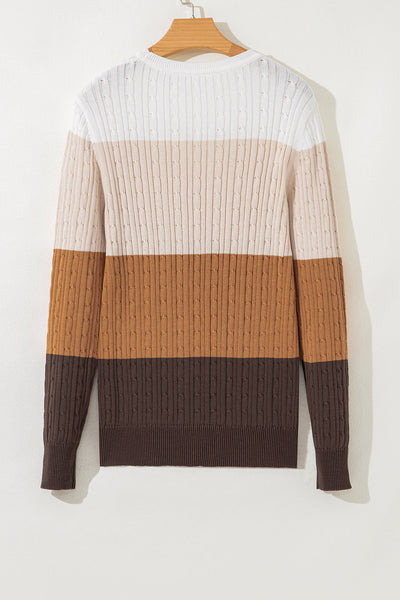 Trendy Women's Colorblock Knit Pullover Sweater - Cozy, Stylish Fit in Beautiful Shades for Effortless Everyday Wear