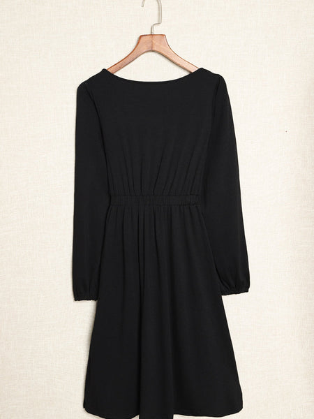 Casual Round Neck Print Long Sleeve Dress