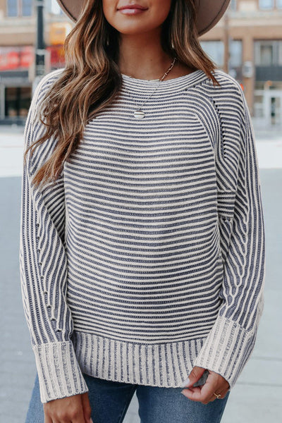 Cozy Chic Women's Striped Knit Sweater in Soft Cotton Blend Perfect for Casual Outings and Stylish Layering Options