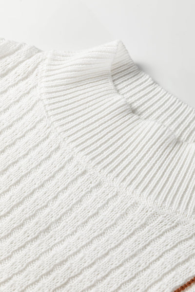 Women's Mixed Stitch High Neck Sweater in Cream and Russet with practical styling and dependable silhouette control.