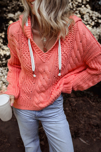 Cozy Women's Hooded Knit Sweater - Casual Fit, Soft Fabric, Ideal for Layering in Autumn & Winter Fashion